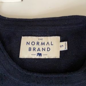 The Normal Brand/Roll Hem Pocket Crew Sweater/Navy blue color. EUC